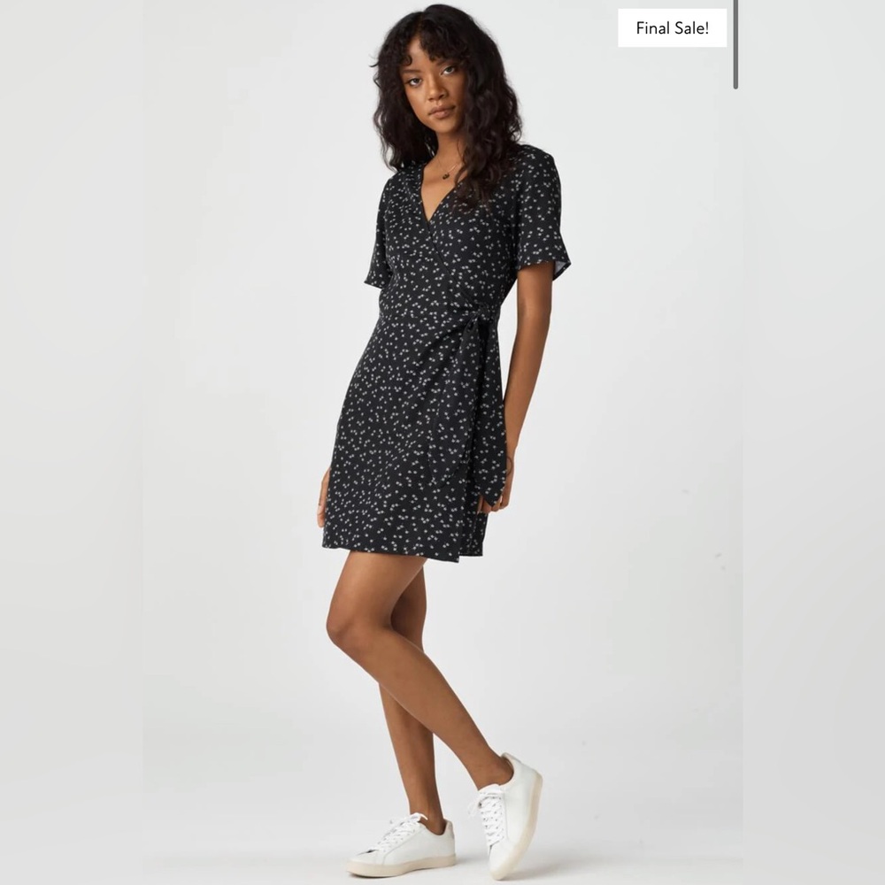 Black Floral Wrap Dress